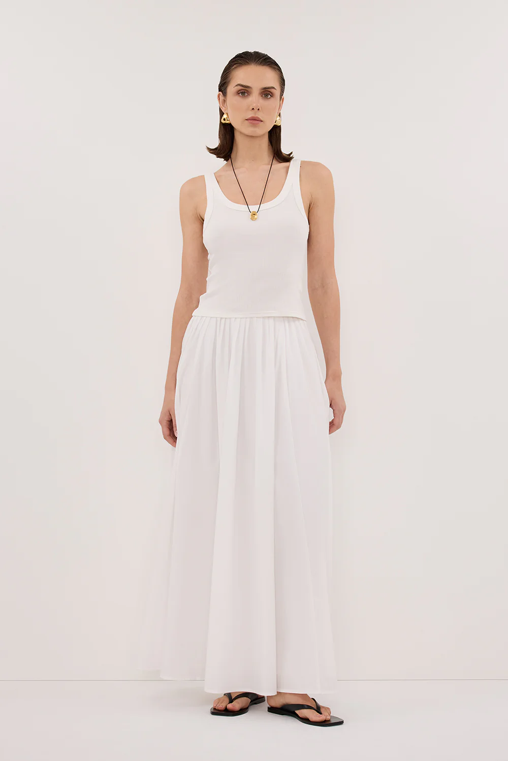 PHOEBE OFF WHITE SCOOP NECK TANK TOP - Gamepaces