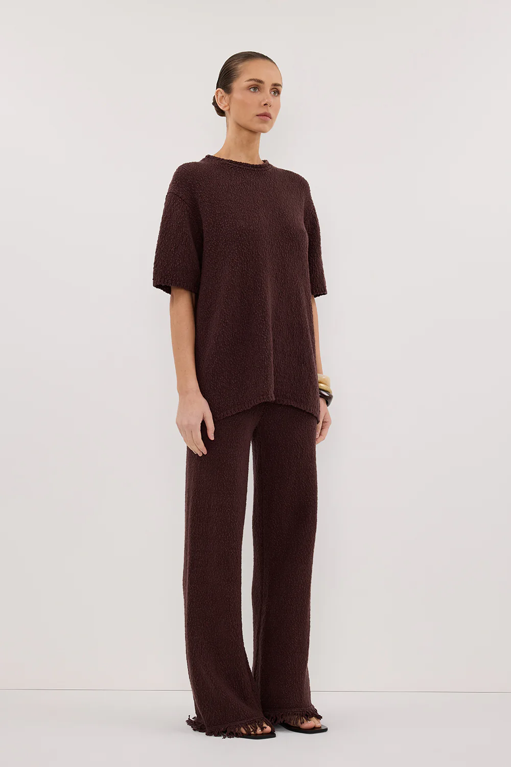 SUE CHOC FRINGE KNIT PANT - Gamepaces