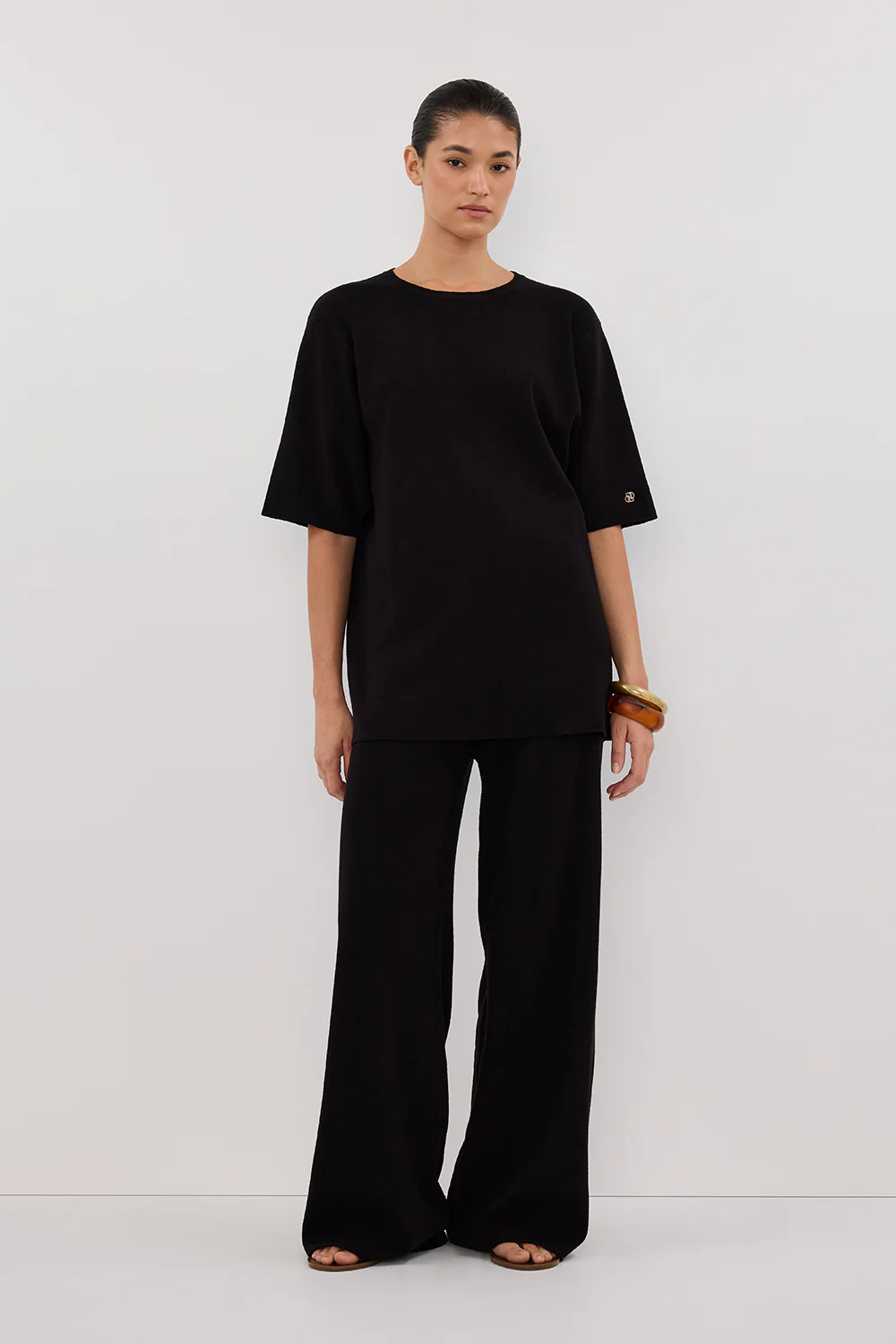 OLIVIA BLACK OVERSIZED KNIT TEE - Gamepaces