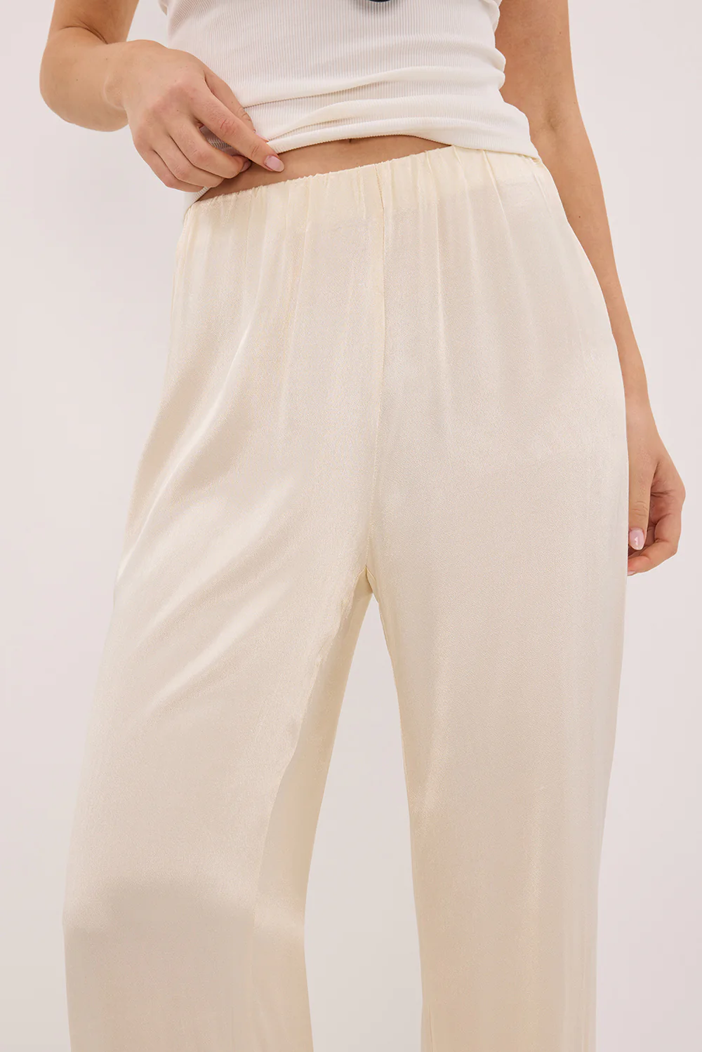 MONICA CREAM SATIN PANT - Gamepaces