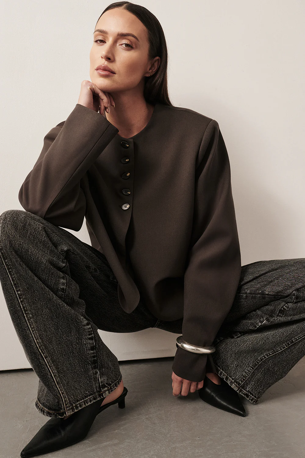 RYAN BITTER CHOC CROPPED BLAZER - Gamepaces