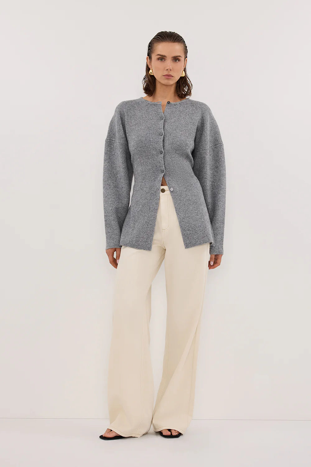 MARTHA GREY MARLE CINCHED CARDIGAN - Gamepaces
