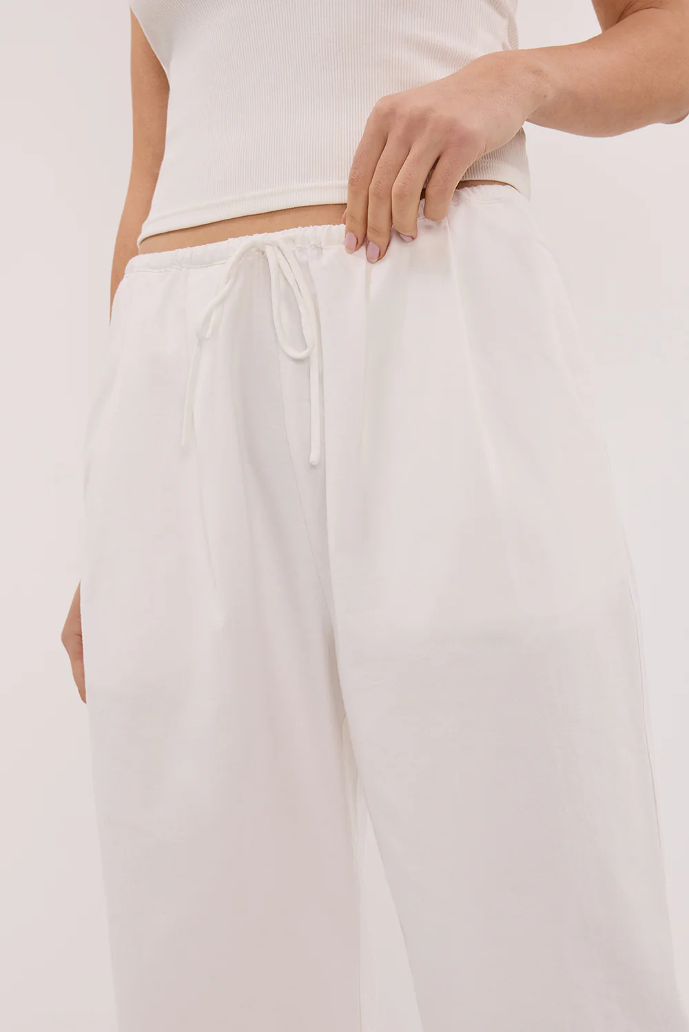 RHEA WHITE COTTON DRAWSTRING PANT - Gamepaces