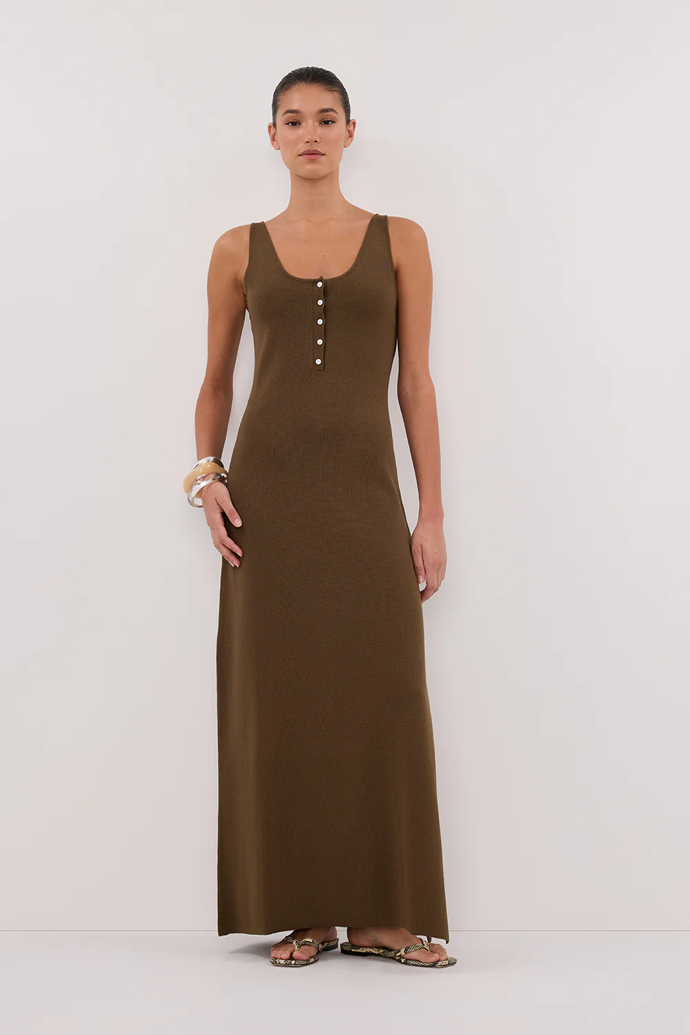 TROY OLIVE SLEEVELESS MAXI DRESS - Gamepaces