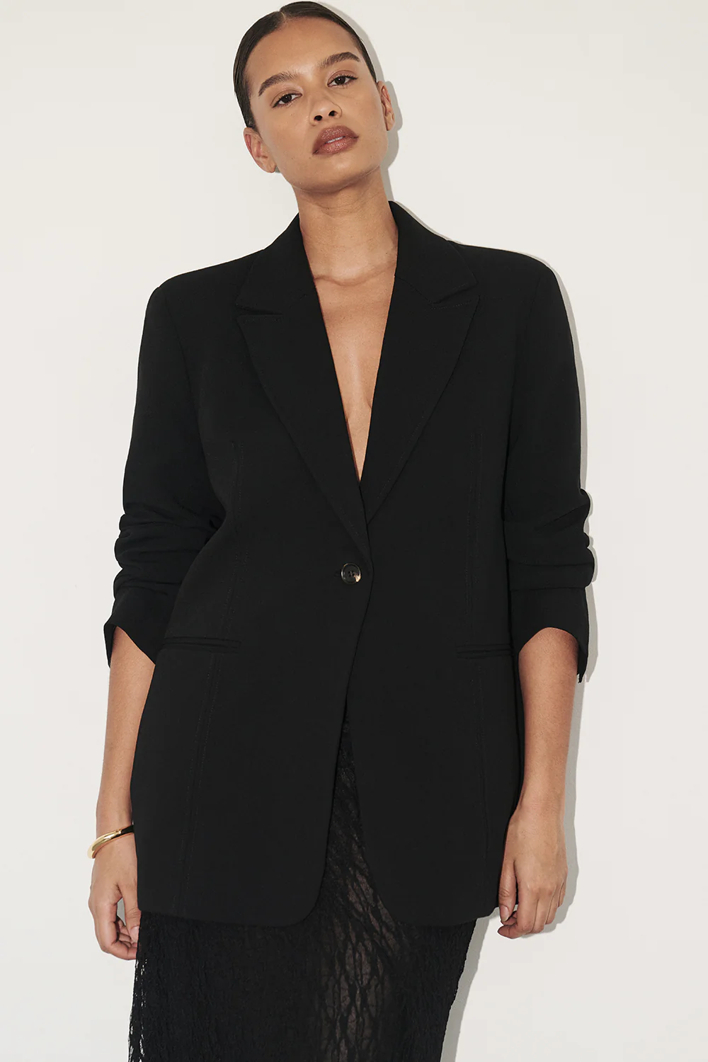 WESTWOOD BLACK OVERSIZED BOYFRIEND BLAZER - Gamepaces
