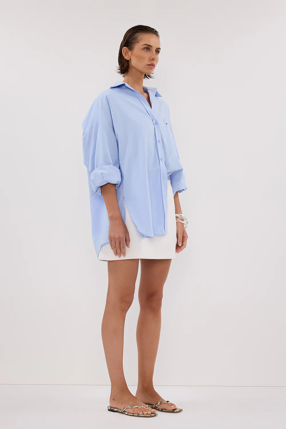 RHEA BLUE OVERSIZED COTTON SHIRT - Gamepaces