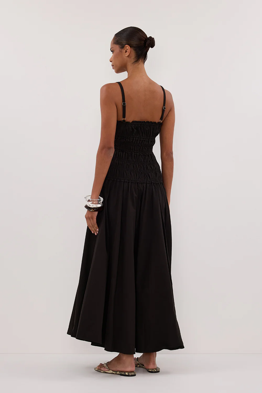 TOBY BLACK COTTON MIDI DRESS - Gamepaces