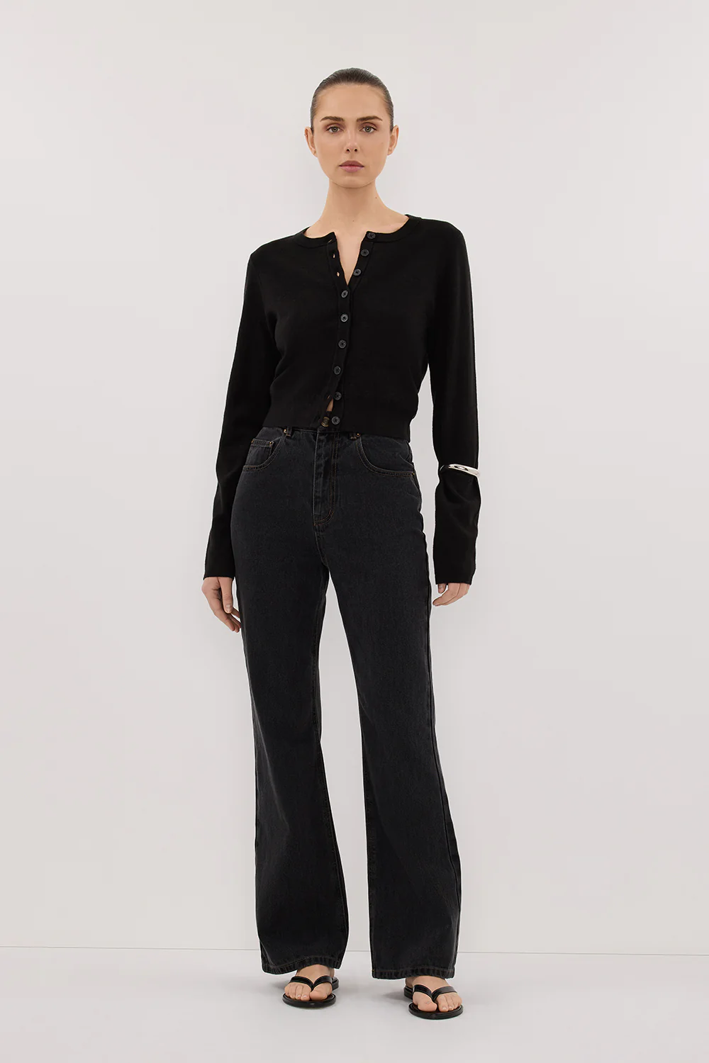 NOELLE BLACK RINSE BOOTLEG JEAN - Gamepaces