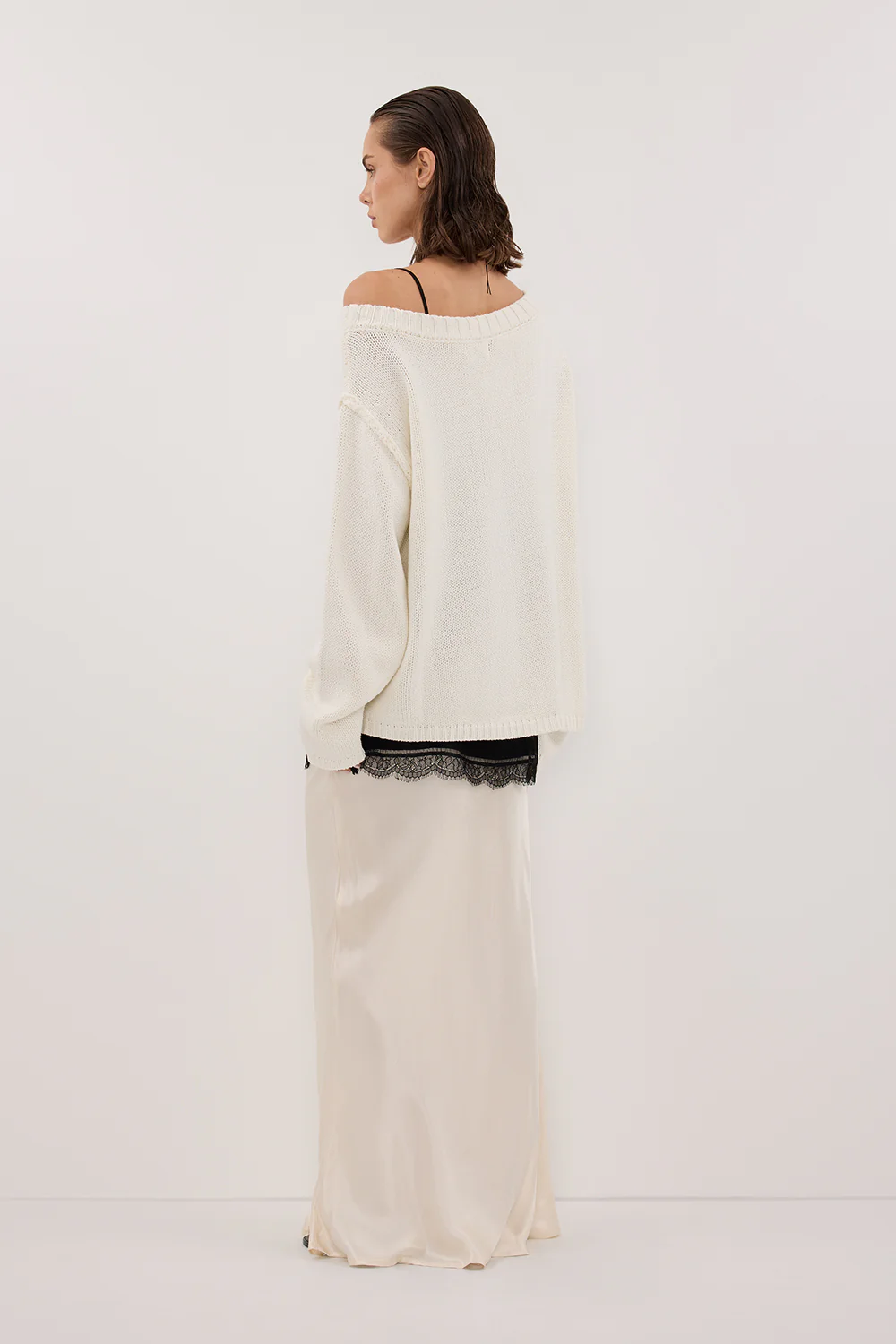 LEISLE CREAM ASYM KNIT JUMPER - Gamepaces