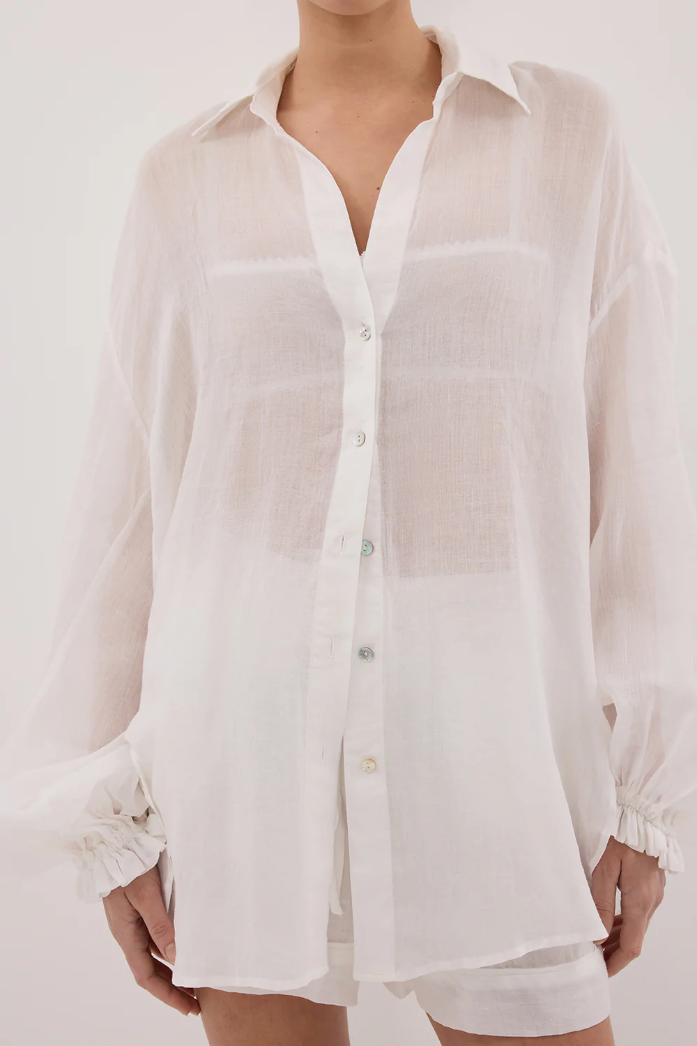 MILLER WHITE RAMIE LONG SLEEVE SHIRT - Gamepaces