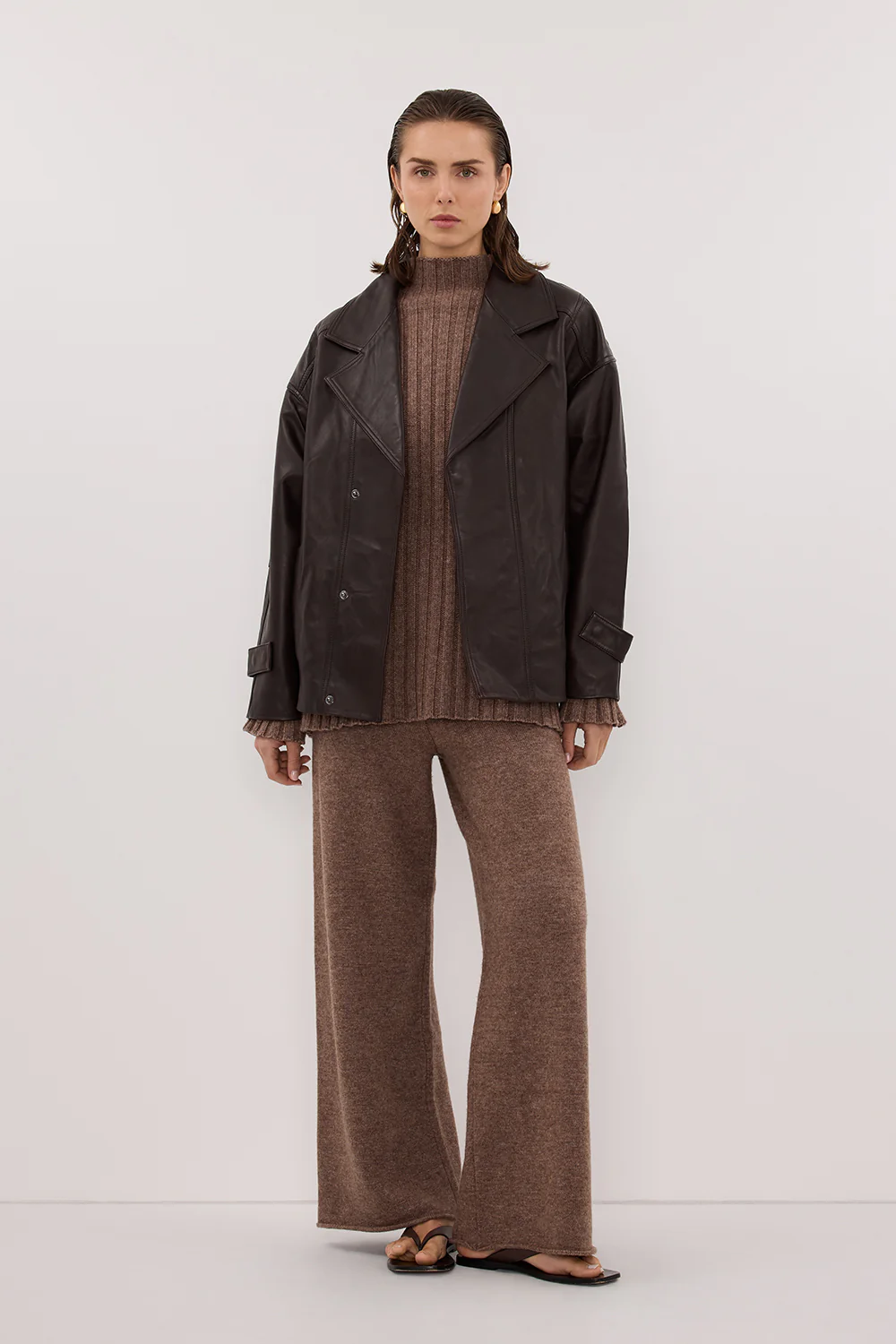 TUCSON MOCHA WIDE LEG KNIT PANT - Gamepaces