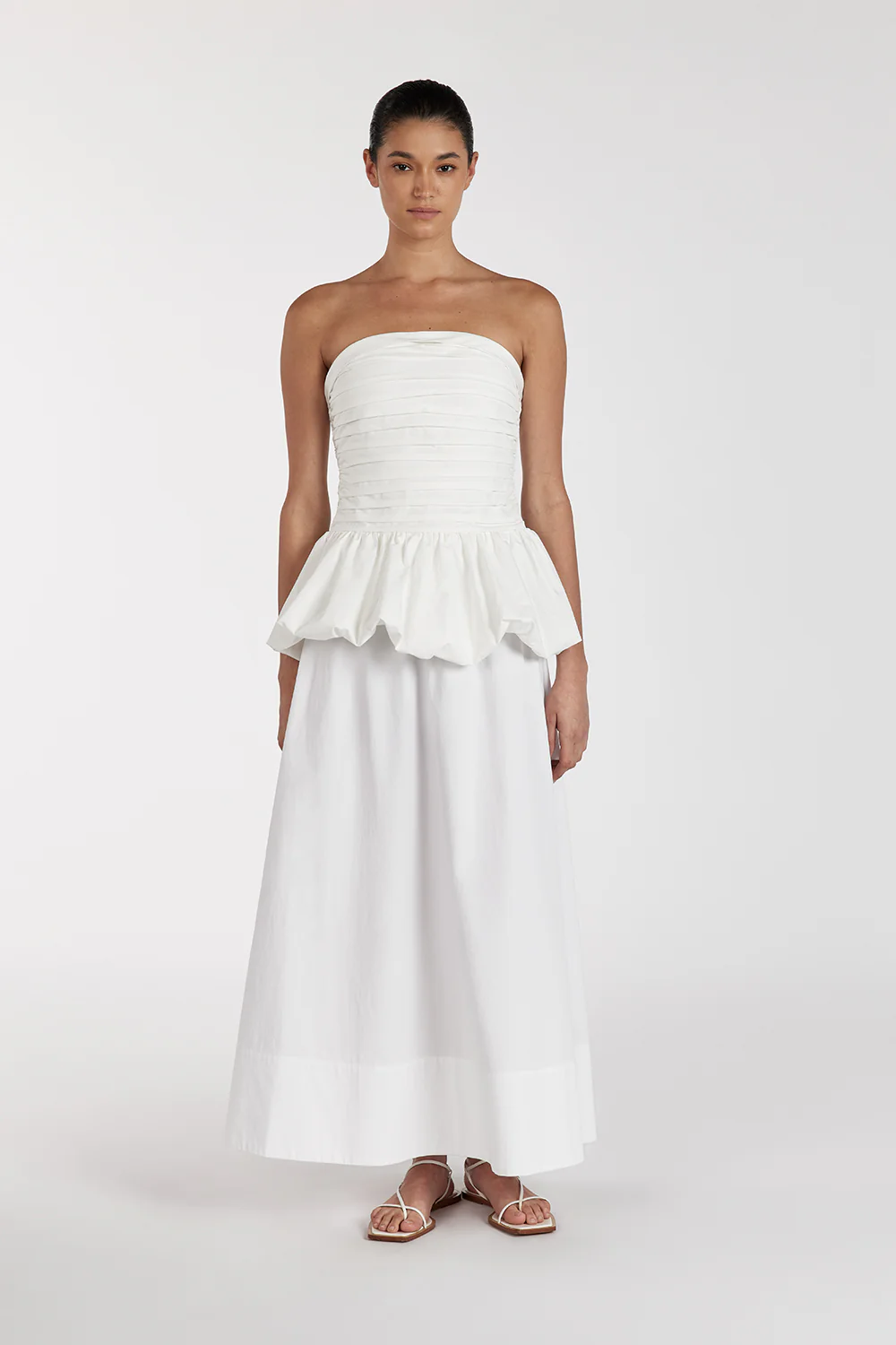 PEGGY WHITE COTTON STRAPLESS TOP - Gamepaces