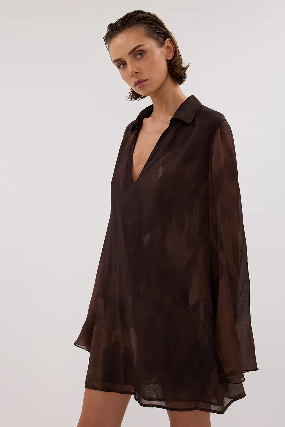 WILLOW CHOC LONG SLEEVE MINI DRESS - Gamepaces