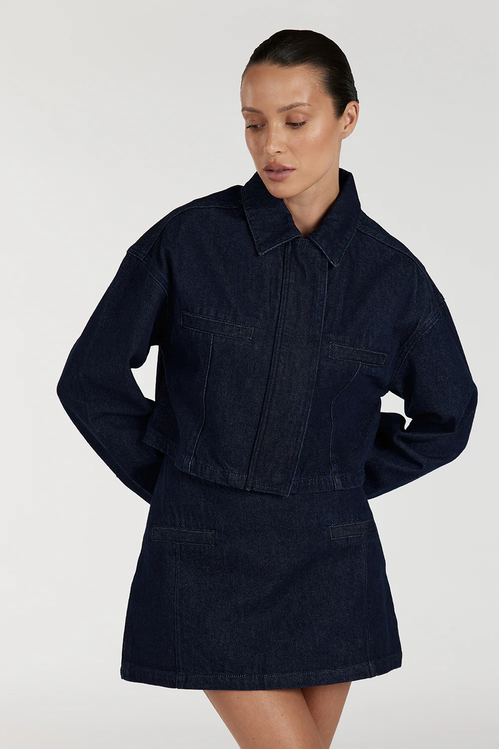 ALBERTA INDIGO TAILORED DENIM SKIRT - Gamepaces