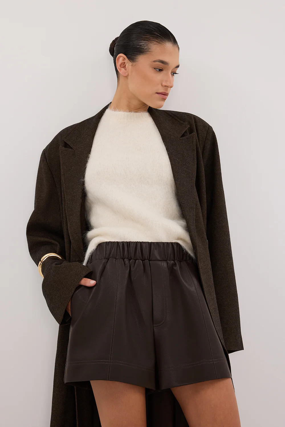 MONTY CHOC FAUX LEATHER SHORT - Gamepaces