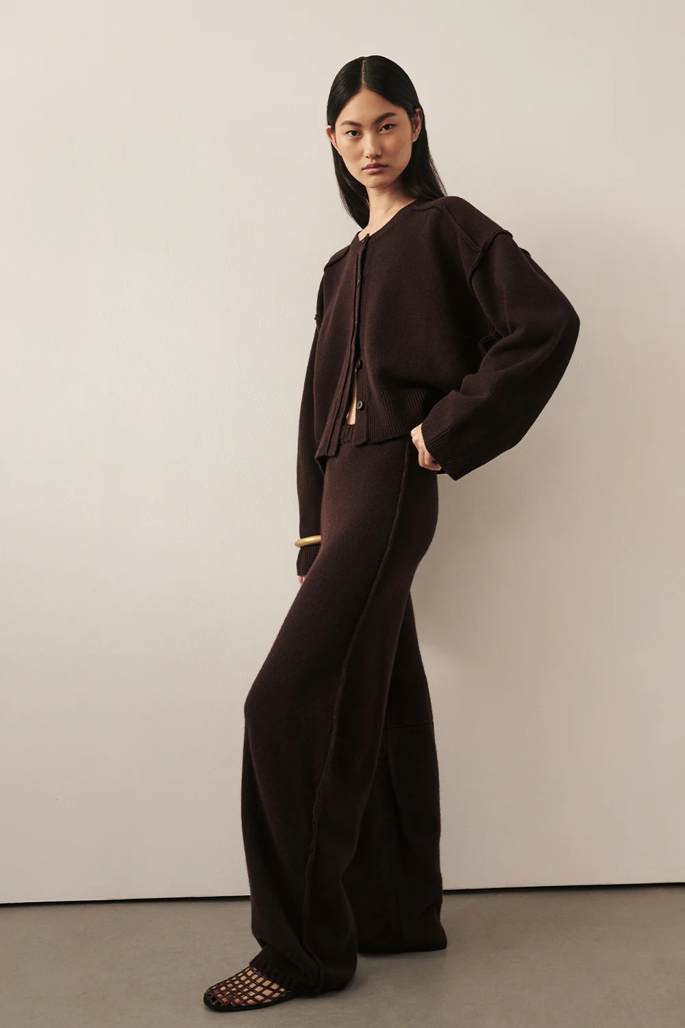 PAIGE CHOC WOOL KNIT PANT - Gamepaces