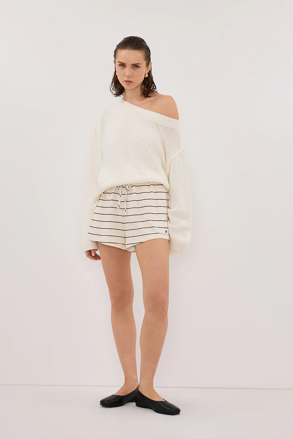 ESME OFF WHITE STRIPE SHORT - Gamepaces