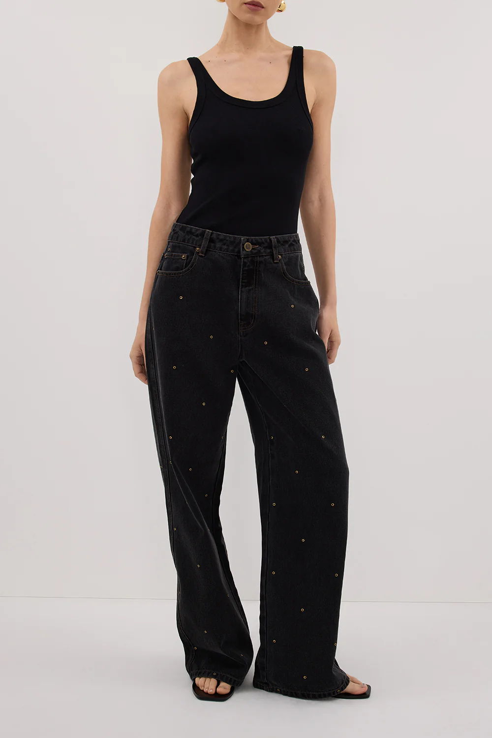 REAGAN 2.0 BLACK RINSE EYELET SLOUCHY JEAN - Gamepaces