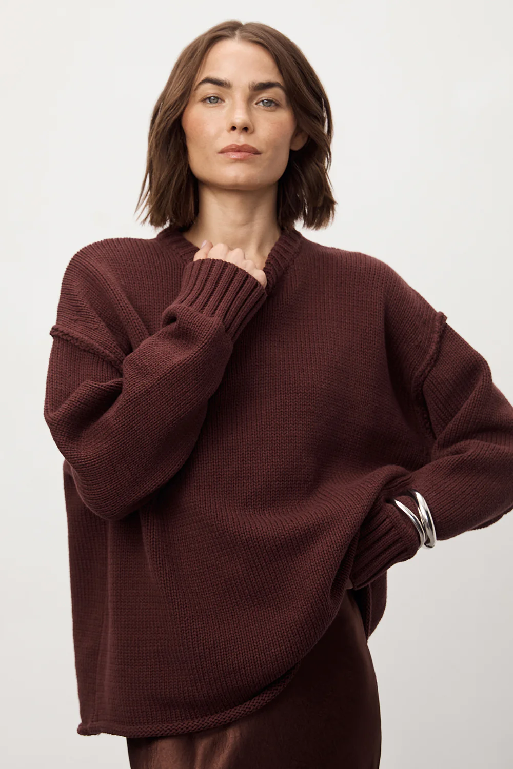 ROY WALNUT OVERSIZED LONGLINE KNIT JUMPER - Gamepaces