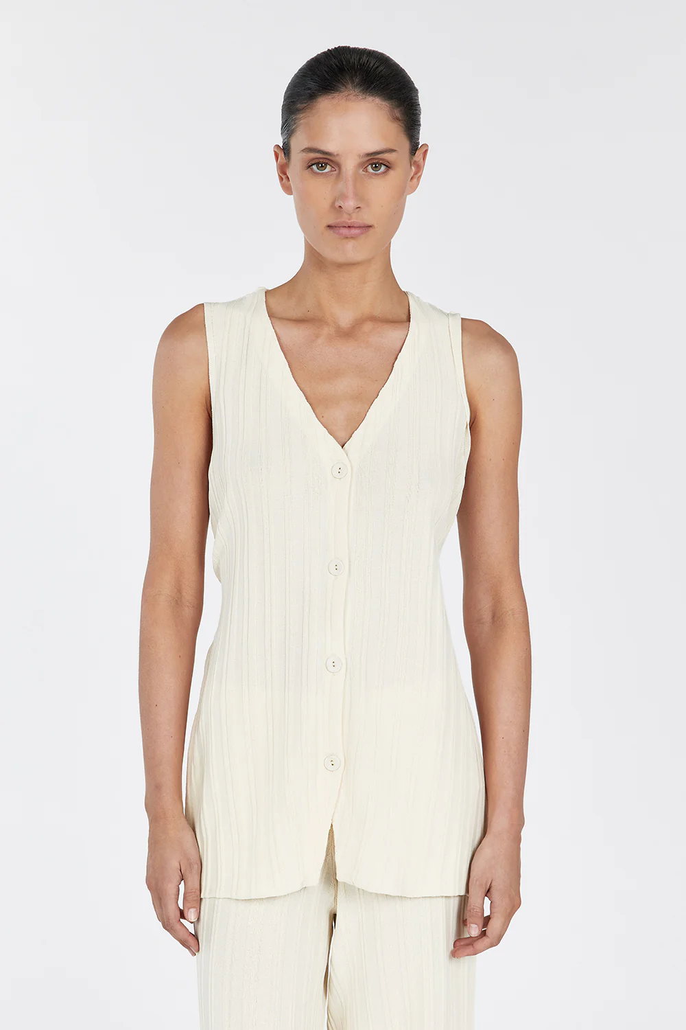 SYLVIA CREAM LONGLINE VEST - Gamepaces