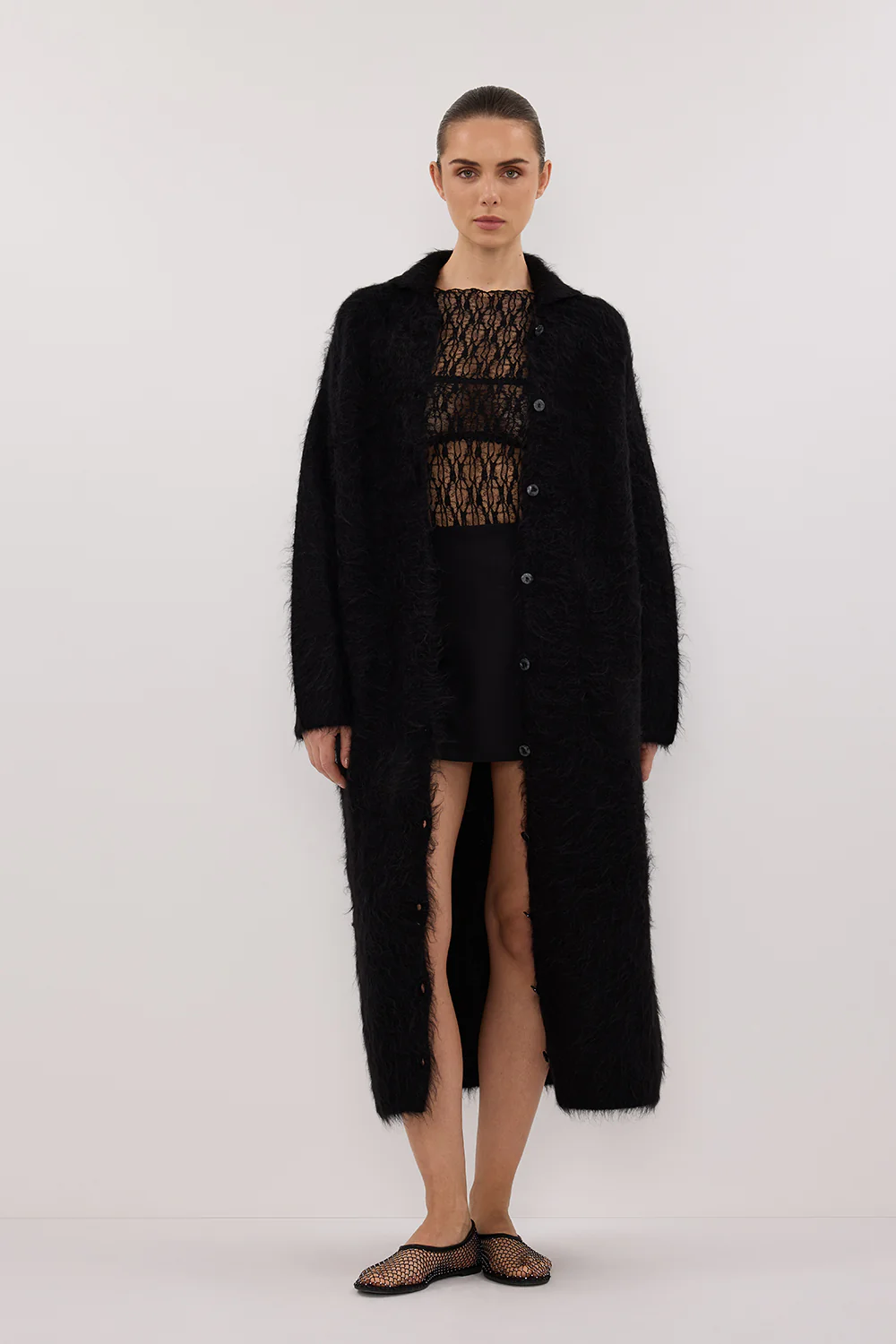 SALMA BLACK CARDIGAN COAT - Gamepaces