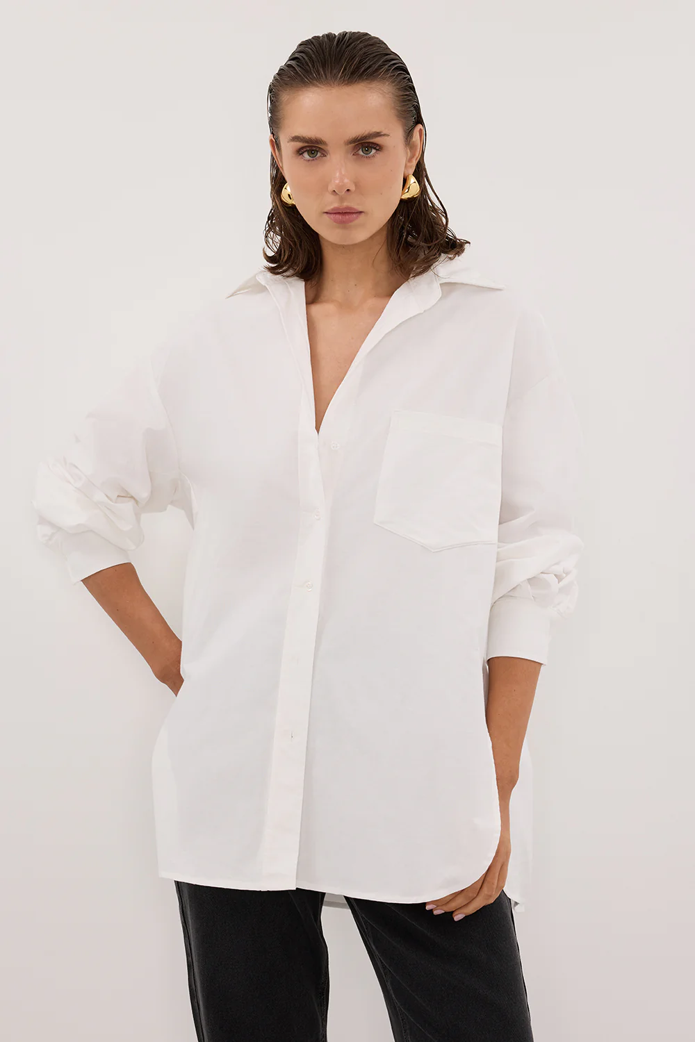 RHEA 2.0 WHITE OVERSIZED COTTON SHIRT - Gamepaces