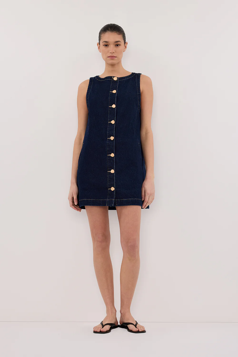 SHERI INDIGO DENIM MINI DRESS - Gamepaces