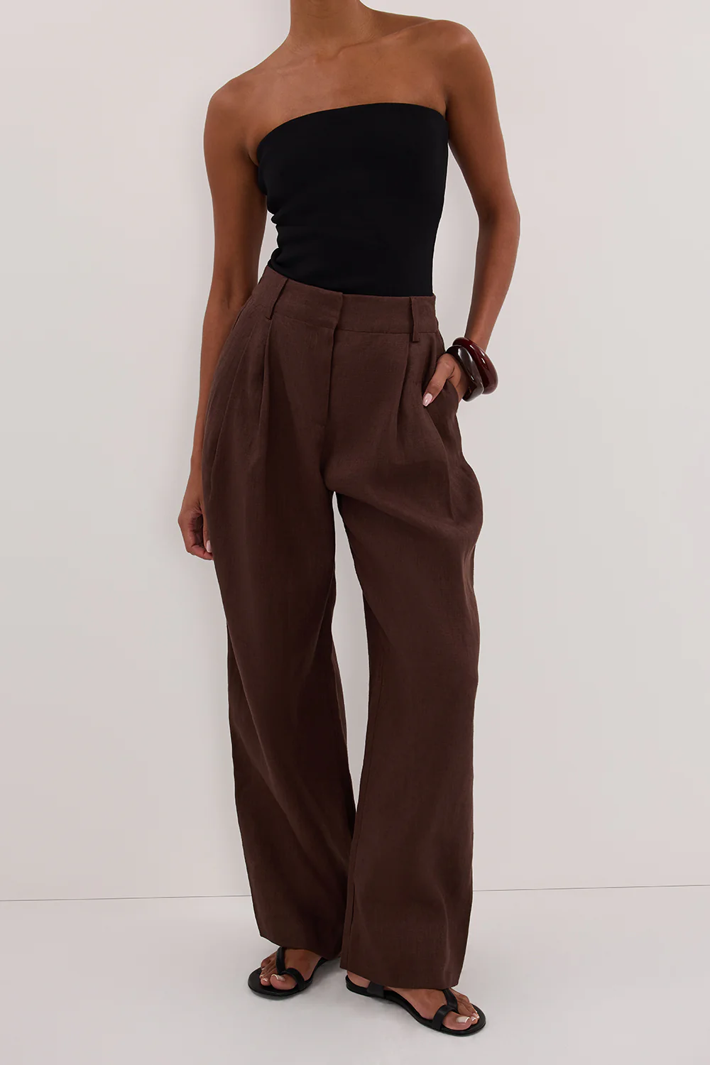 FRAN COCOA CHOC LINEN PANT - Gamepaces