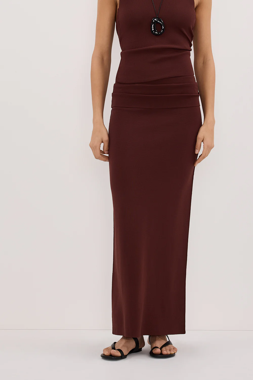 SOL CINNAMON KNIT MIDI SKIRT - Gamepaces