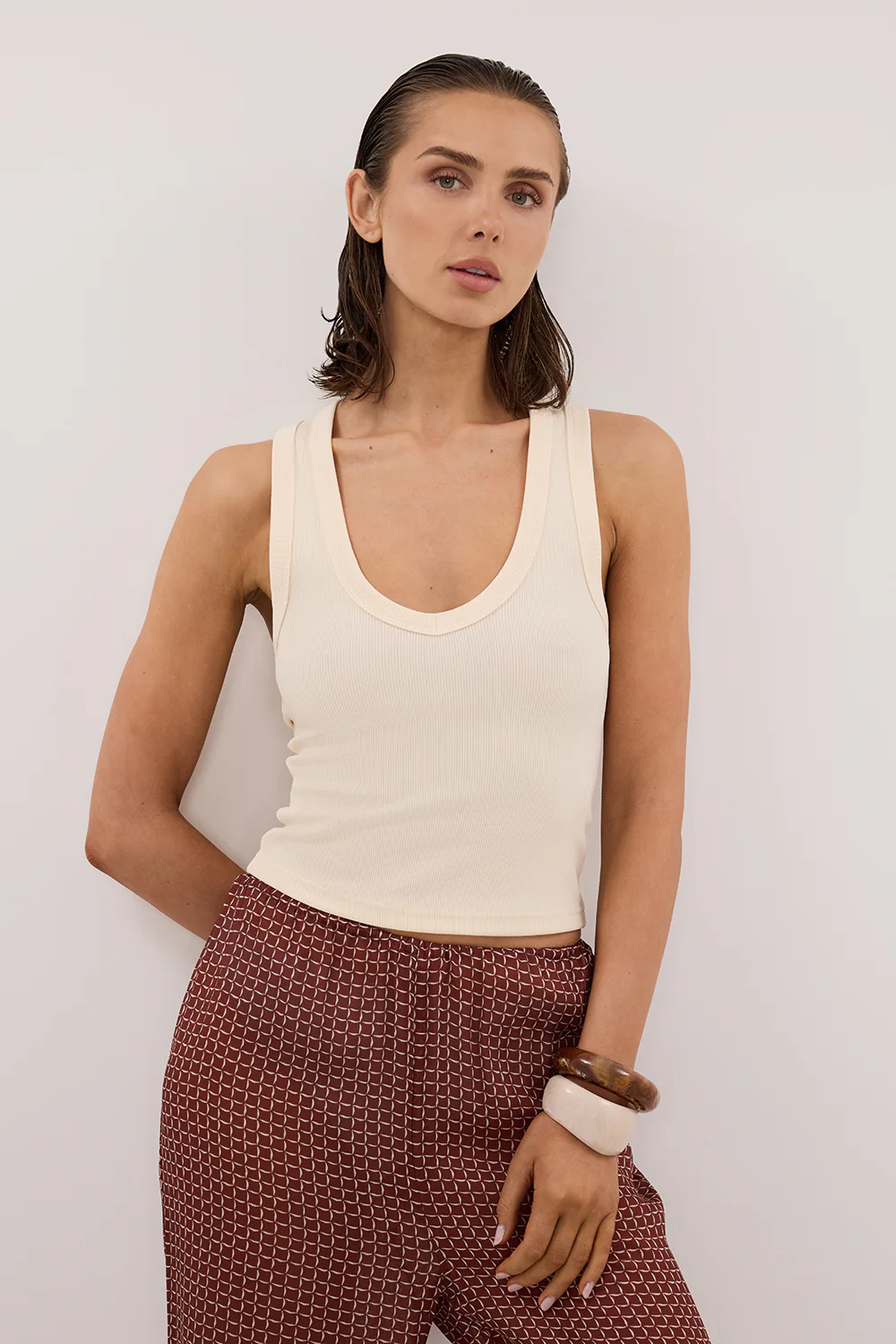YASMIN SANDSTONE SLEEVELESS KNIT TANK - Gamepaces