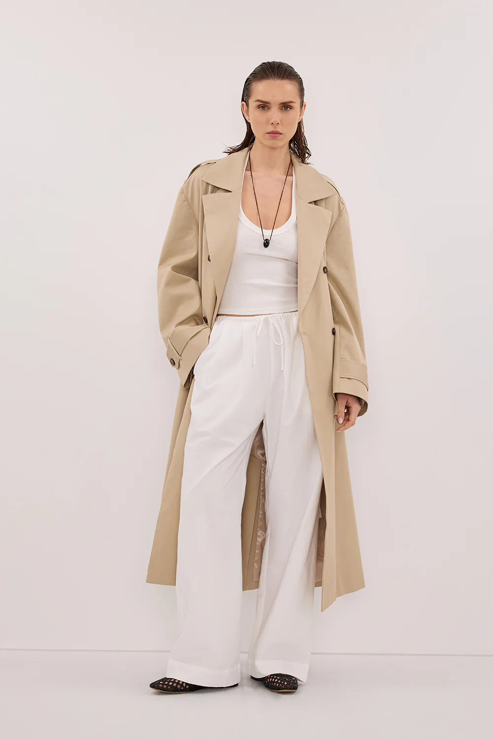 RHEA WHITE COTTON DRAWSTRING PANT - Gamepaces