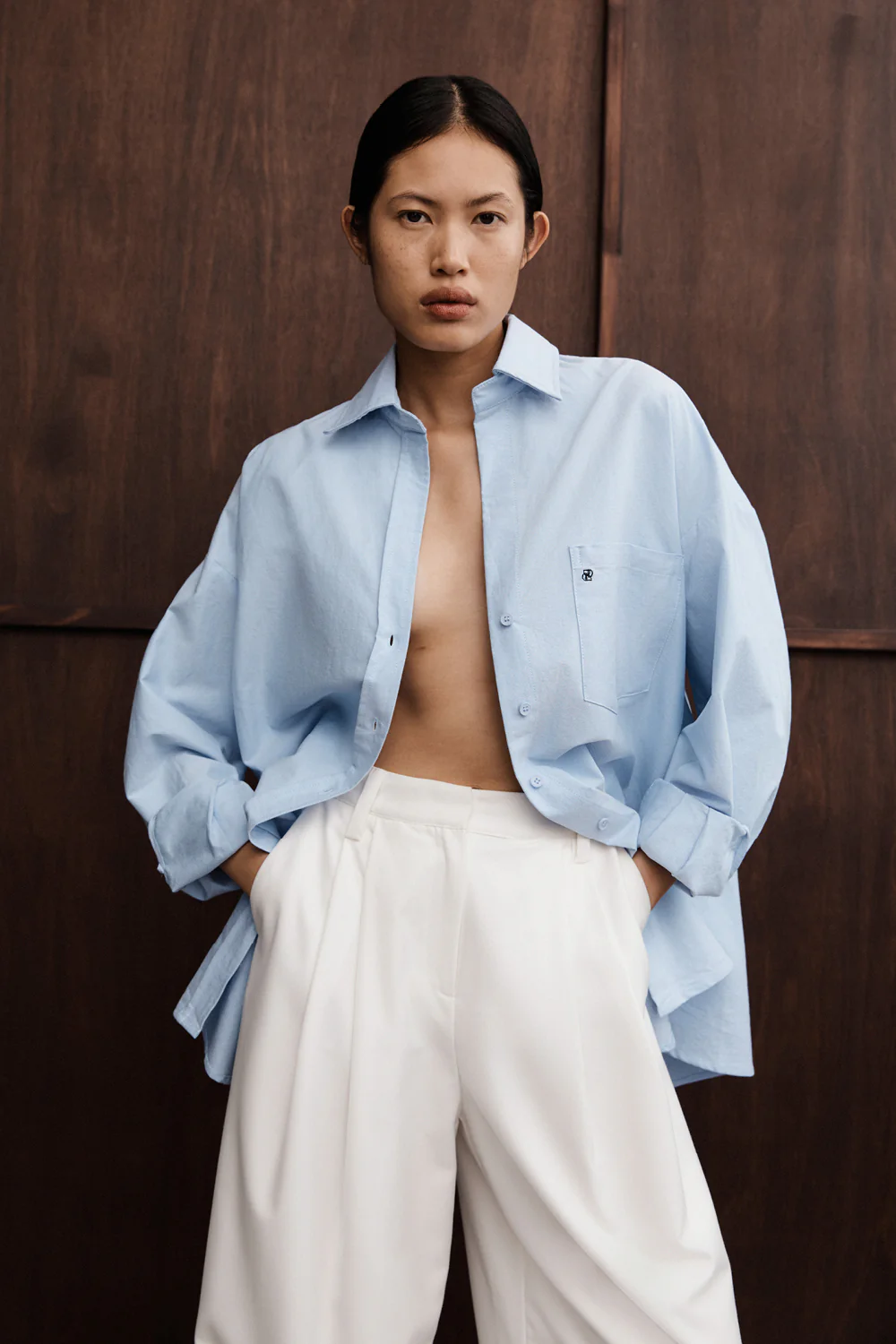 RHEA BLUE OVERSIZED COTTON SHIRT - Gamepaces