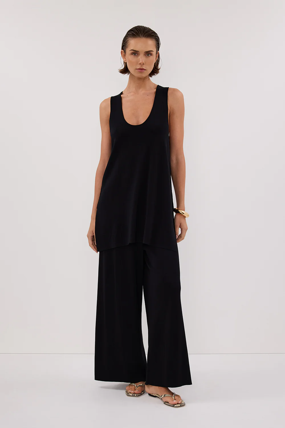 RAY BLACK WIDE LEG KNIT PANT - Gamepaces