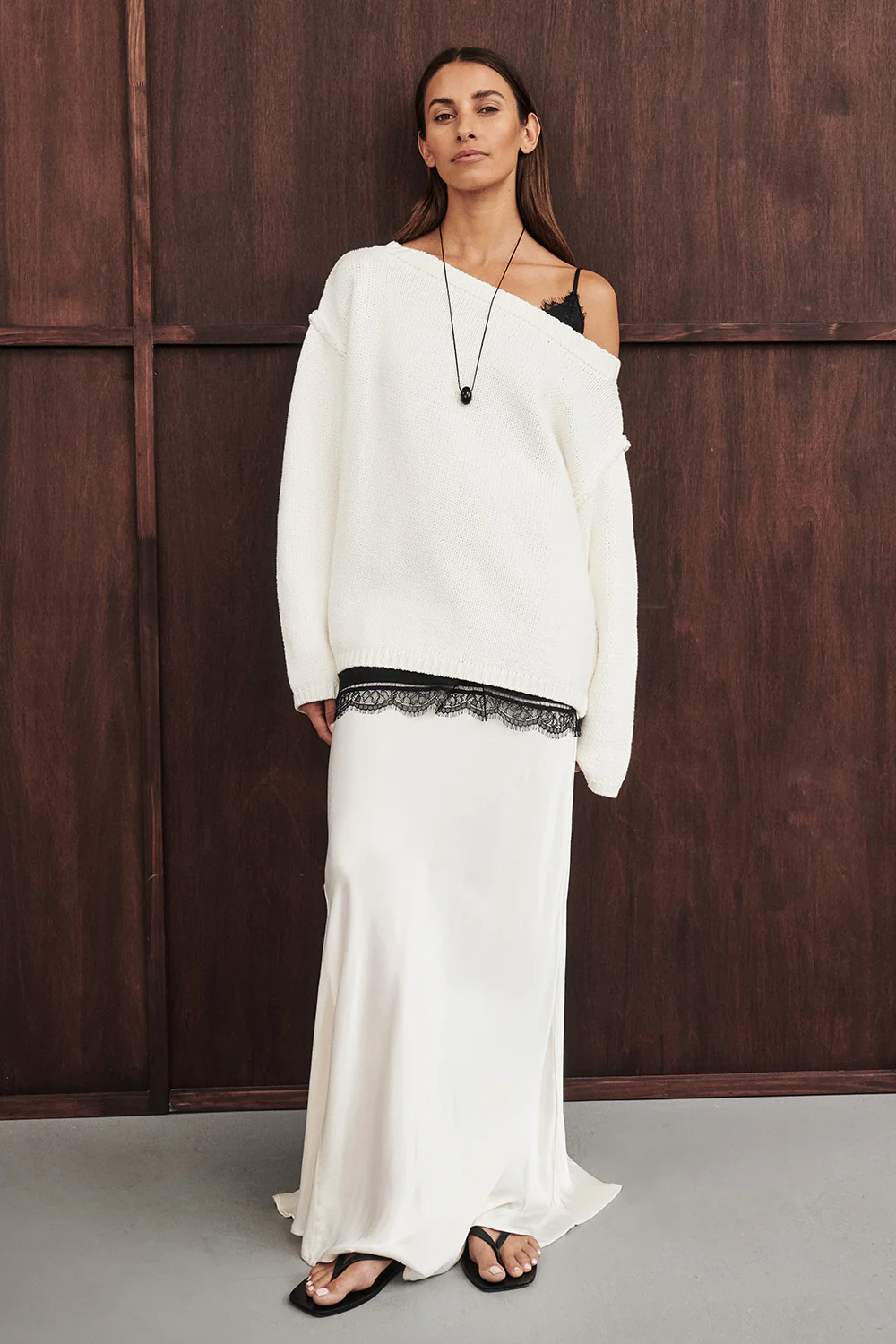 LEISLE CREAM ASYM KNIT JUMPER - Gamepaces