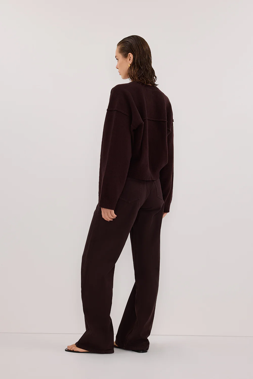 PAIGE CHOC WOOL KNIT CARDIGAN - Gamepaces