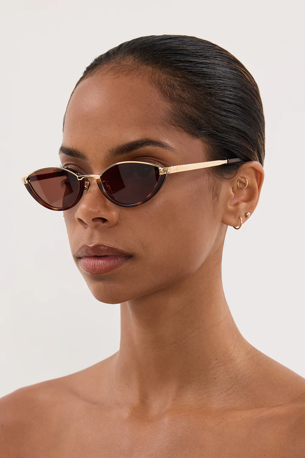 LUV LOU THE LIA GOLD BROWN SUNGLASSES - Gamepaces