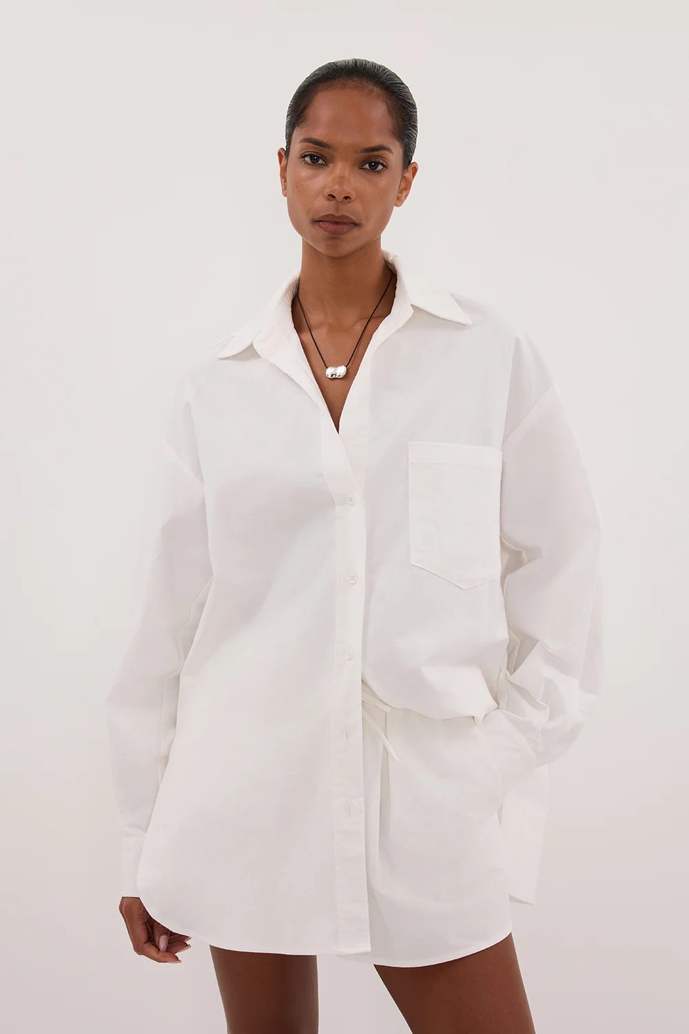 RHEA WHITE COTTON DRAWSTRING SHORT - Gamepaces