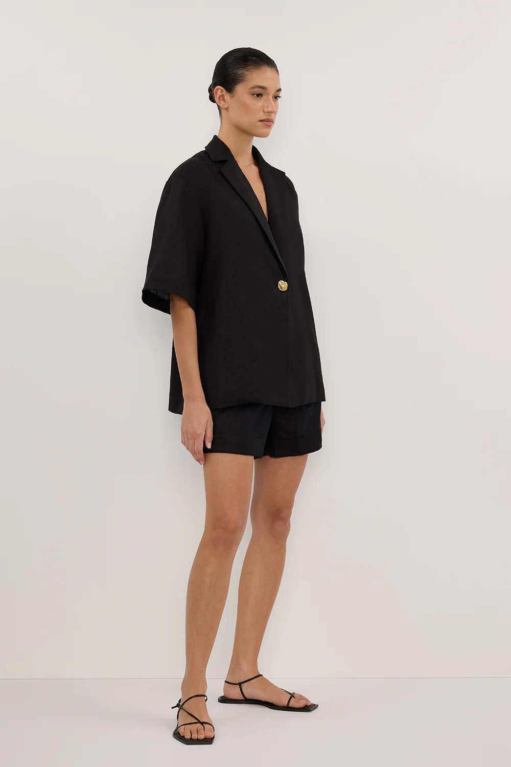 NALA BLACK LINEN RESORT SHIRT - Gamepaces