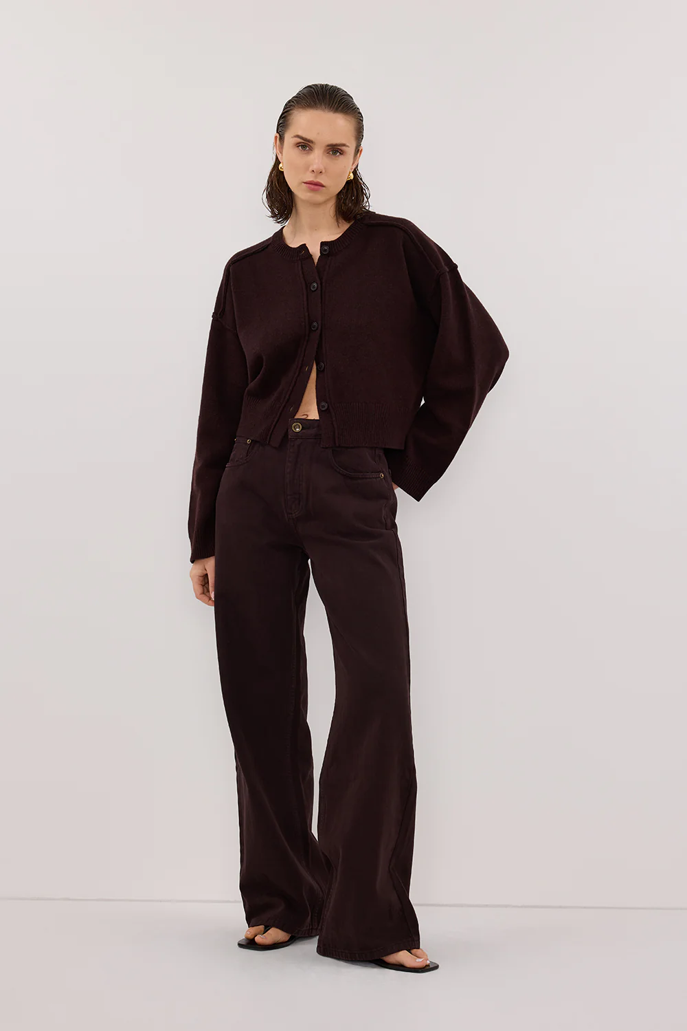 PAIGE CHOC WOOL KNIT CARDIGAN - Gamepaces