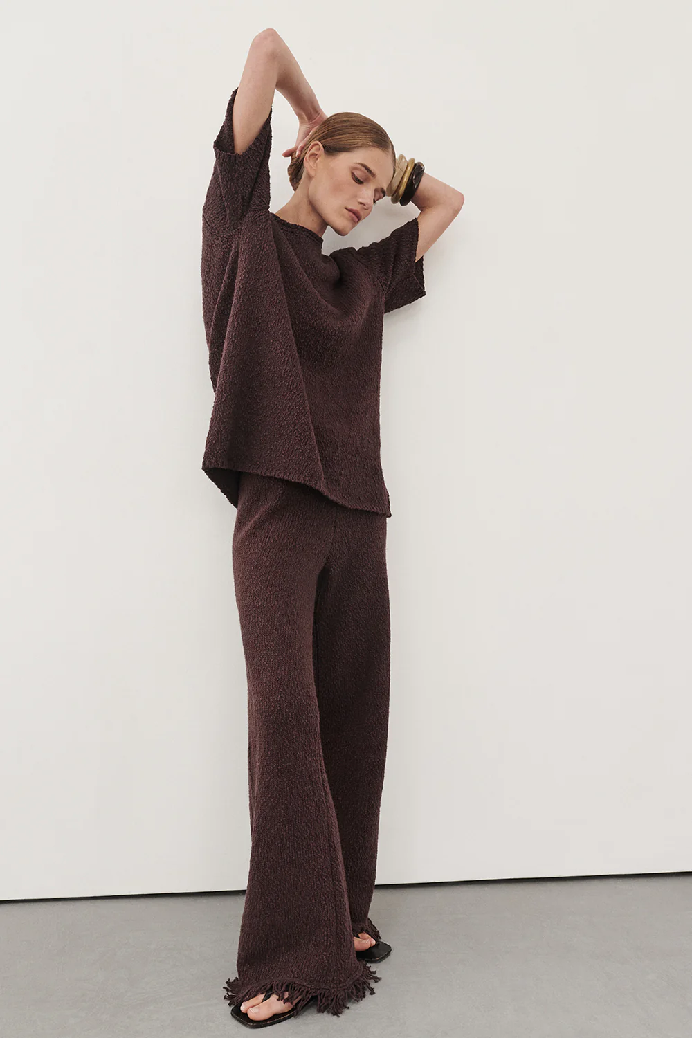 SUE CHOC FRINGE KNIT PANT - Gamepaces