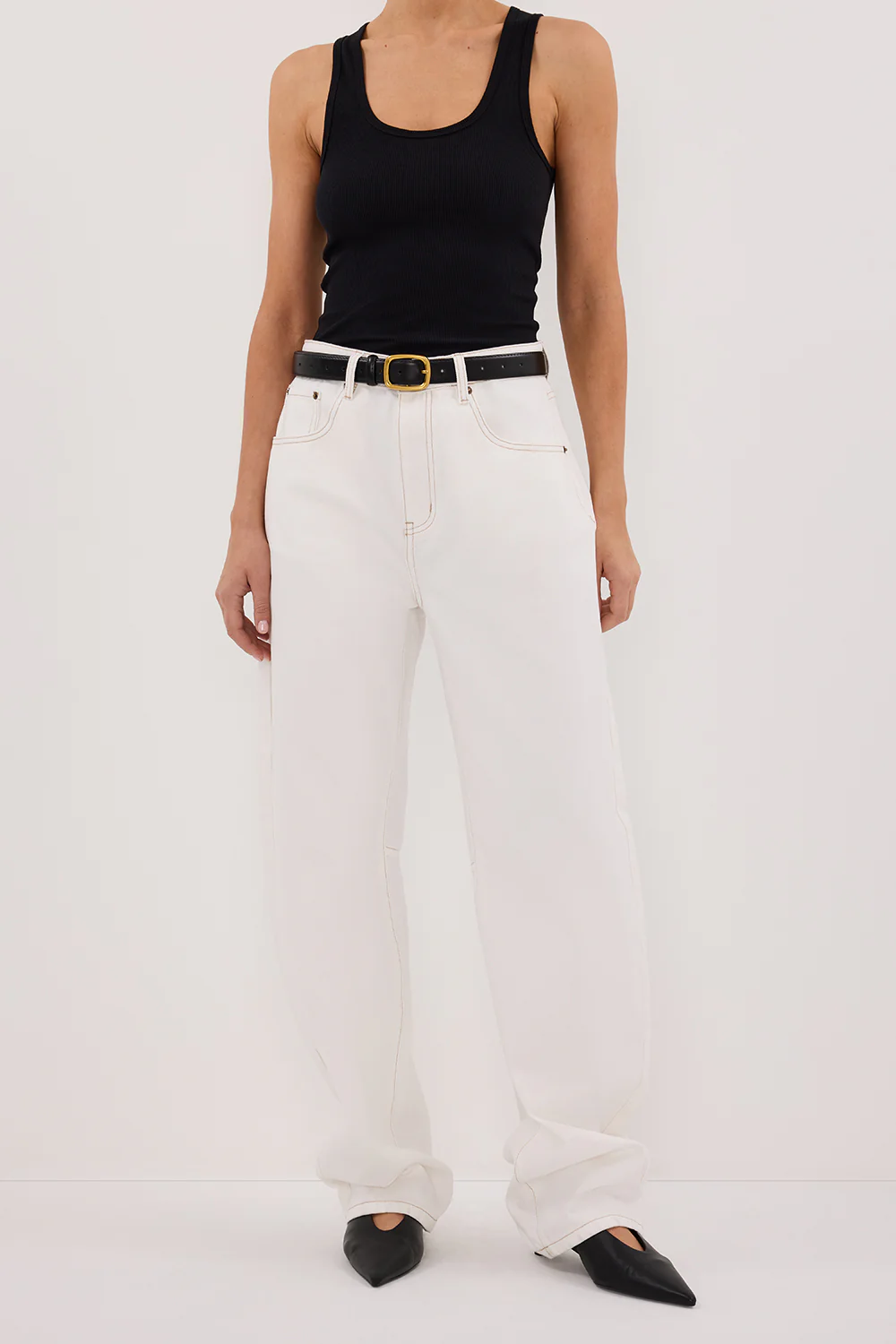 LIV WHITE DENIM BARREL LEG JEAN - Gamepaces